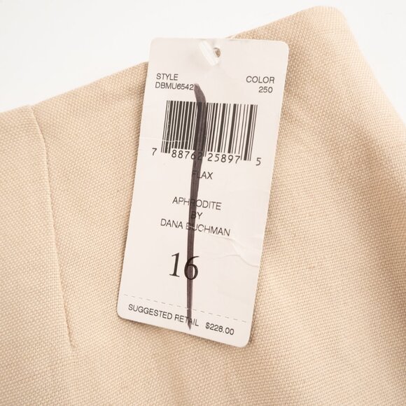 NEW DANA BUCHMAN tan cream flax linen blend pants size 16 - Picture 4 of 10